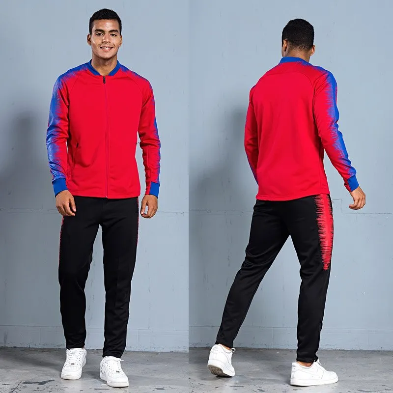 Men's Sportswear Soccer Jacket Tracksuit Football Training Set Autumn Winter Spring Long Sleeve Stand Full Zipper Top and Pants