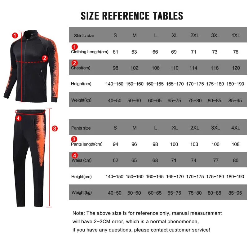 Men's Sportswear Soccer Jacket Tracksuit Football Training Set Autumn Winter Spring Long Sleeve Stand Full Zipper Top and Pants