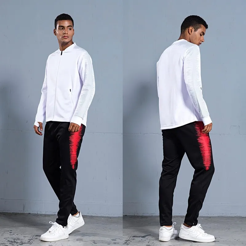 Men's Sportswear Soccer Jacket Tracksuit Football Training Set Autumn Winter Spring Long Sleeve Stand Full Zipper Top and Pants