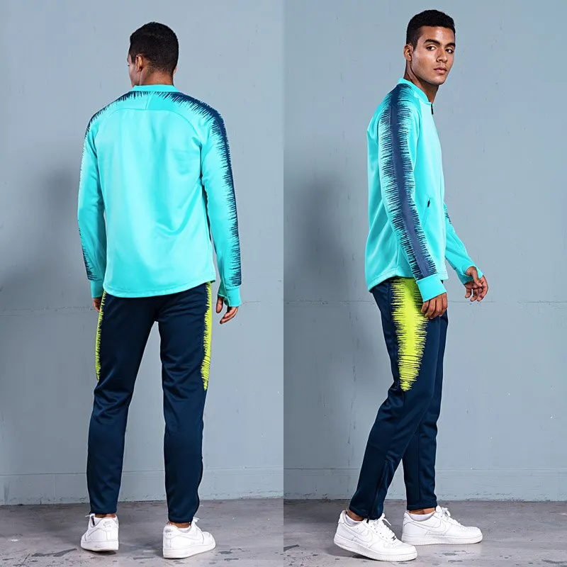 Men's Sportswear Soccer Jacket Tracksuit Football Training Set Autumn Winter Spring Long Sleeve Stand Full Zipper Top and Pants