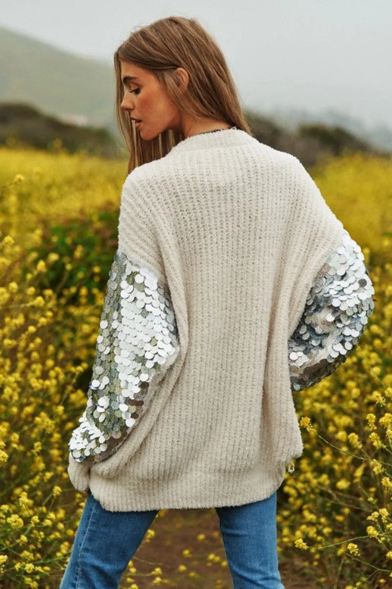 Mercy & Grace Sequin Sleeve Sweater by Davi and Dani