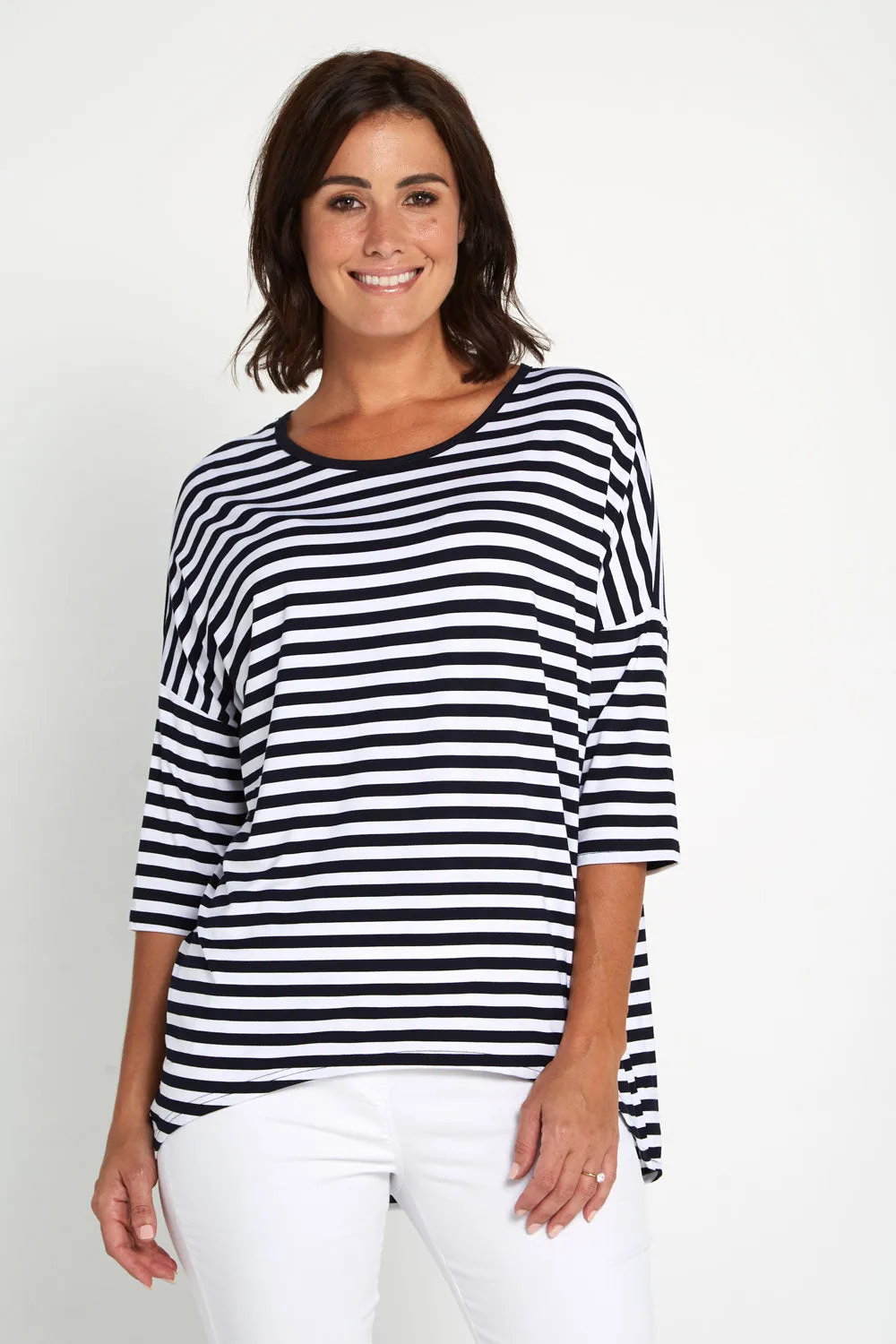 Montmartre Bamboo Top - Navy White Stripe