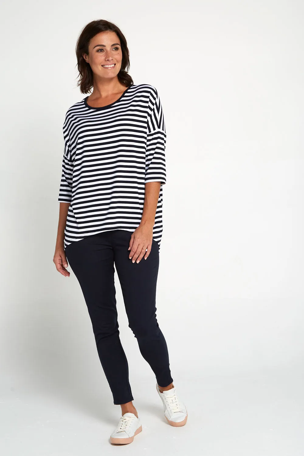 Montmartre Bamboo Top - Navy White Stripe