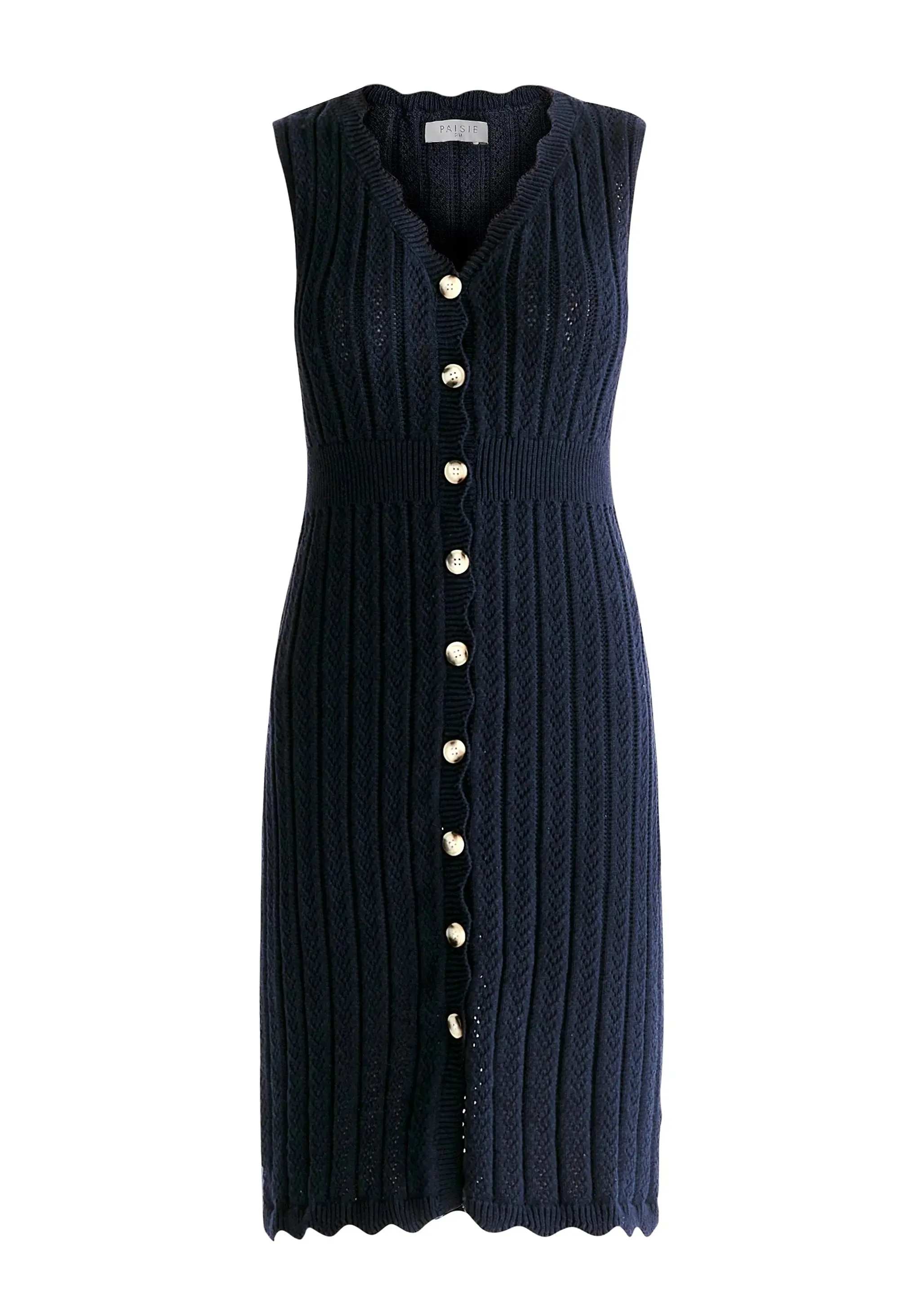 Navy Pointelle Knitted Dress