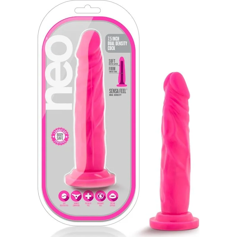 Neo Dual Density Cock 7.5in Neon Pink