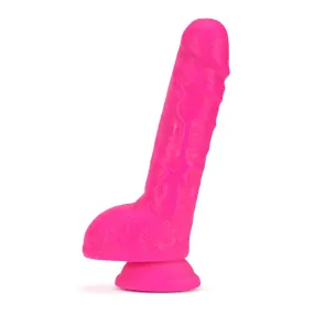 Neo Elite - 9 Inch Silicone Dual Density Cock With Balls - Neon Pink