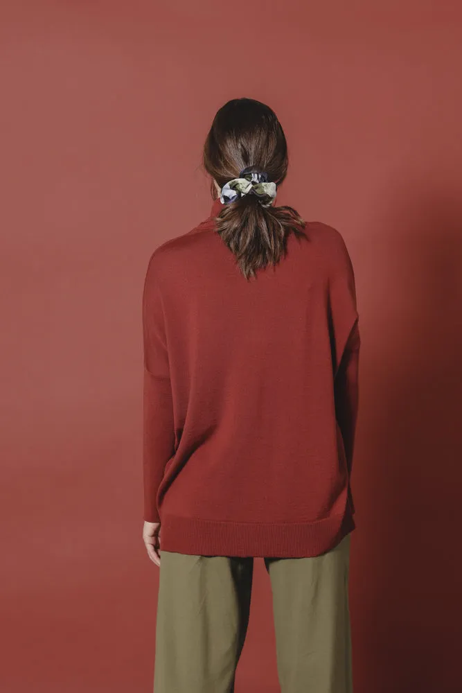 Noemi Merino Wool Blouse Brick Red