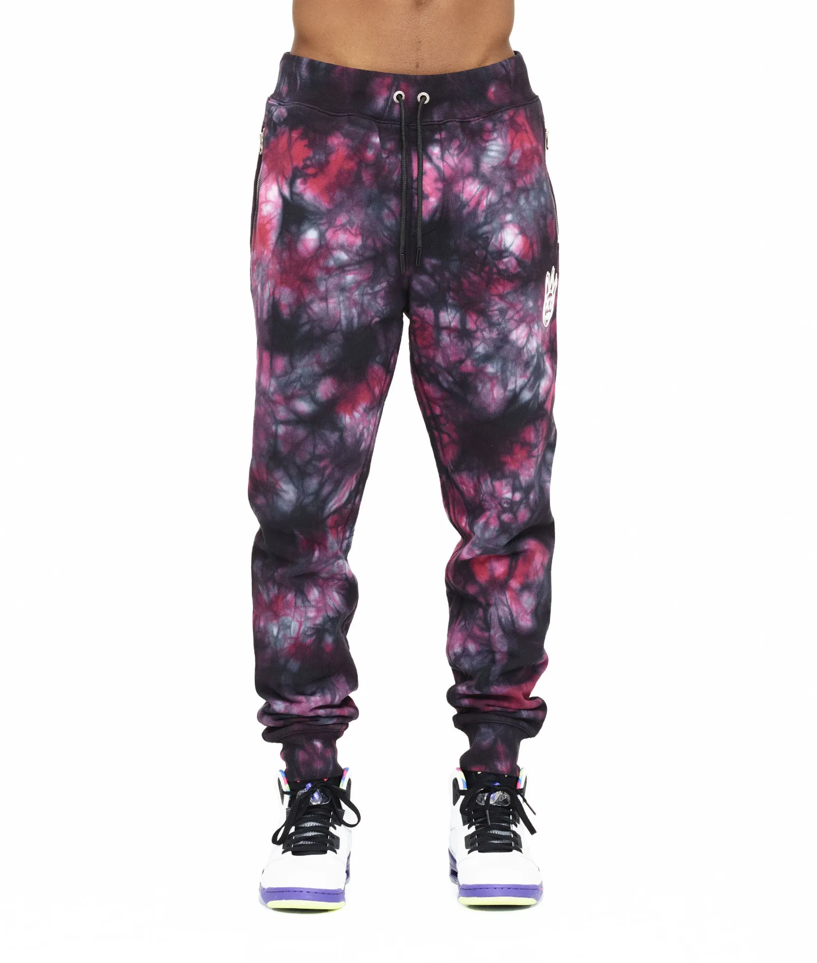 NOVELTY  SWEATPANT IN MERLOT TIE DYE