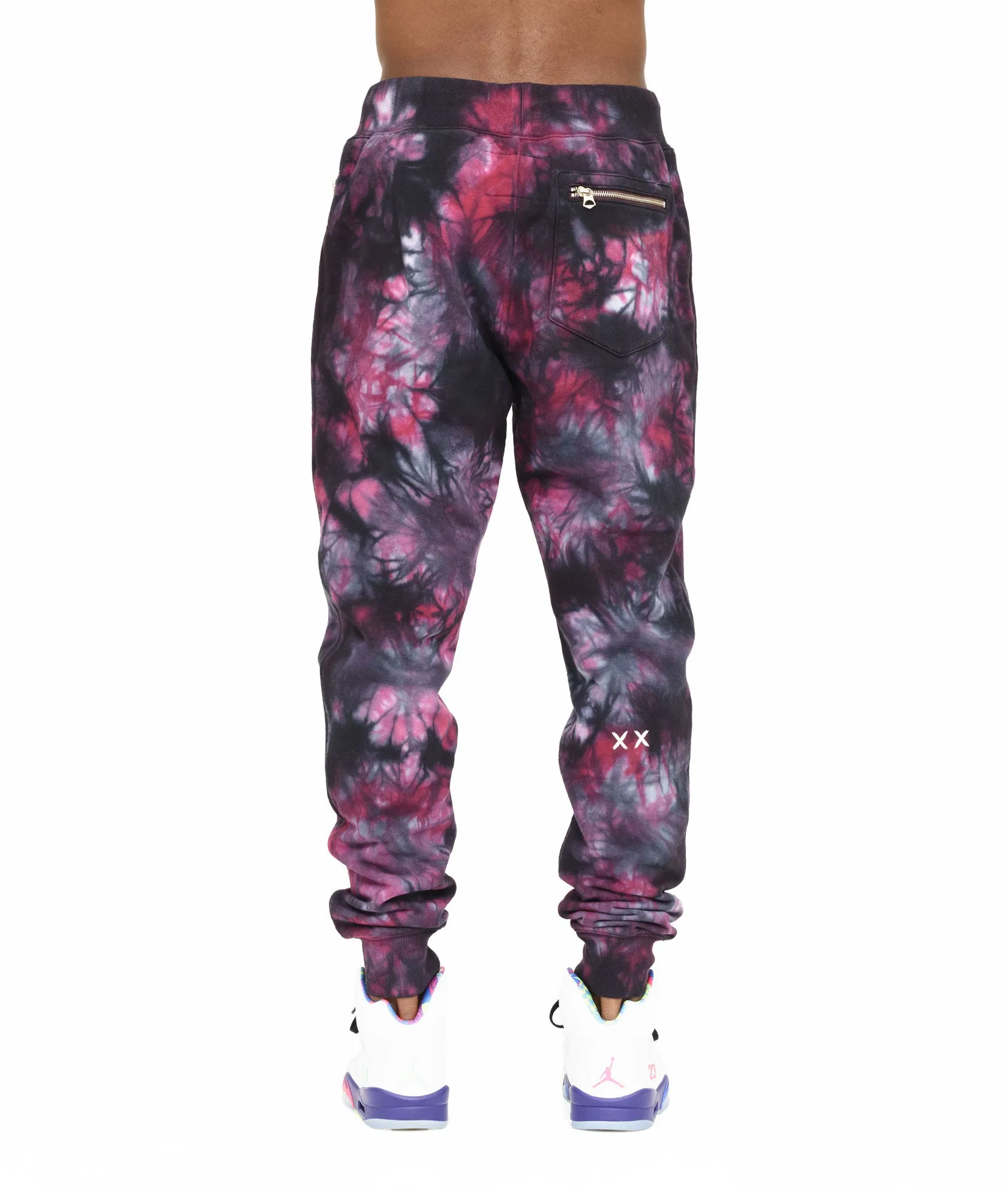 NOVELTY  SWEATPANT IN MERLOT TIE DYE