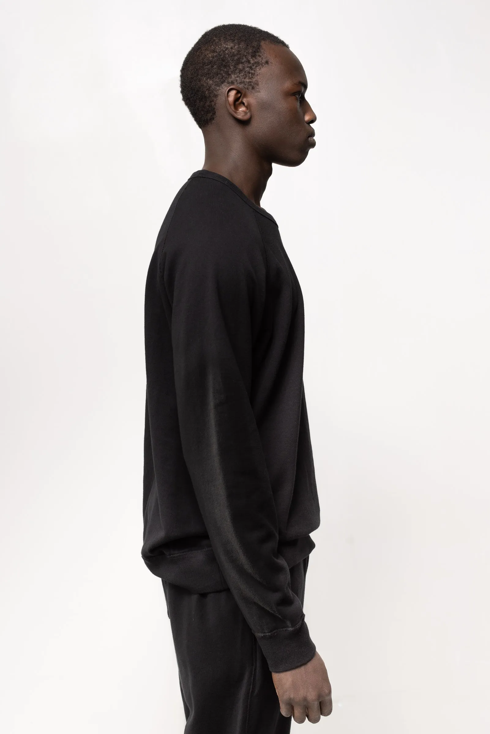 NS2117A-1 250g French Terry Long Sleeve Crew in Black