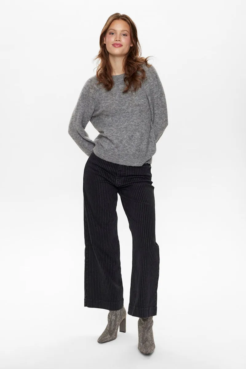 Numph Rietta Bow Pullover in Medium Grey