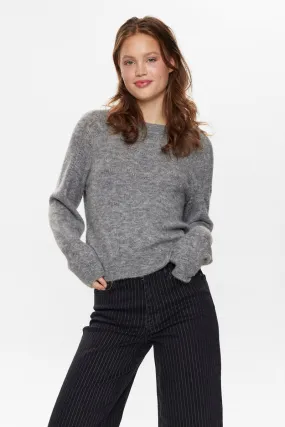 Numph Rietta Bow Pullover in Medium Grey