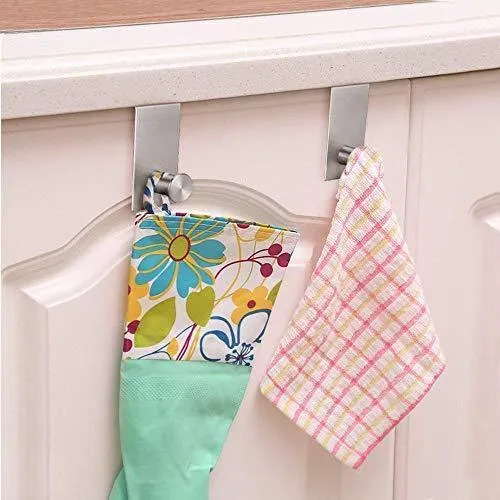 Over The Door Hooks Hanger Towel Rack - 18/8 Stainless Steel Multiple Use Z Shaped Hanging Over Door Hooks Use for Kitchen, Bathroom, Bedroom, Office, Cabinet Door Storage Organizer (2 Pack)
