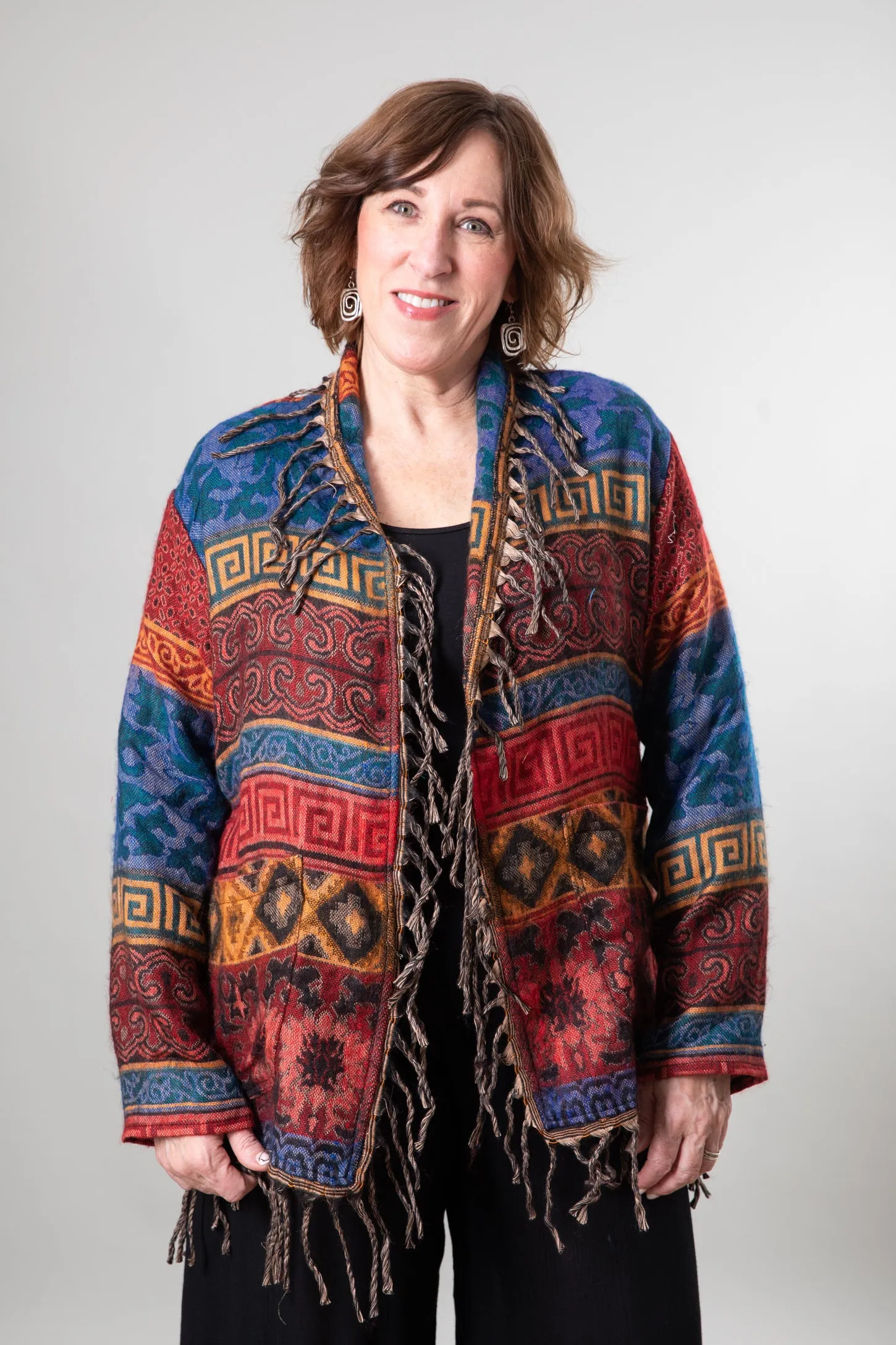 Pari Buta Fringe Shawl Cardigan