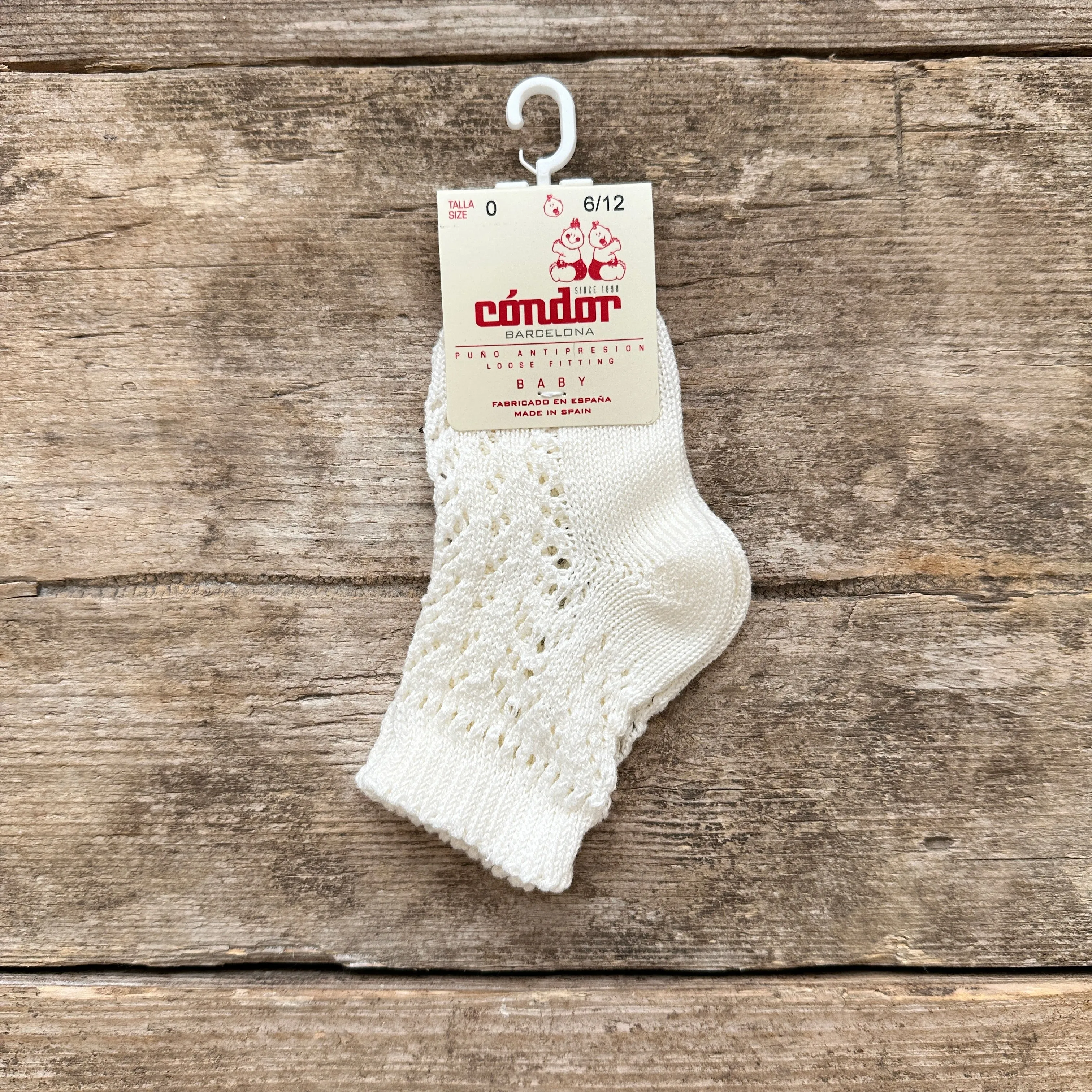 Perle Cotton Openwork Ankle Socks | Beige