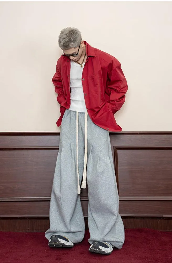 Pleated Split Casual Sweatpants