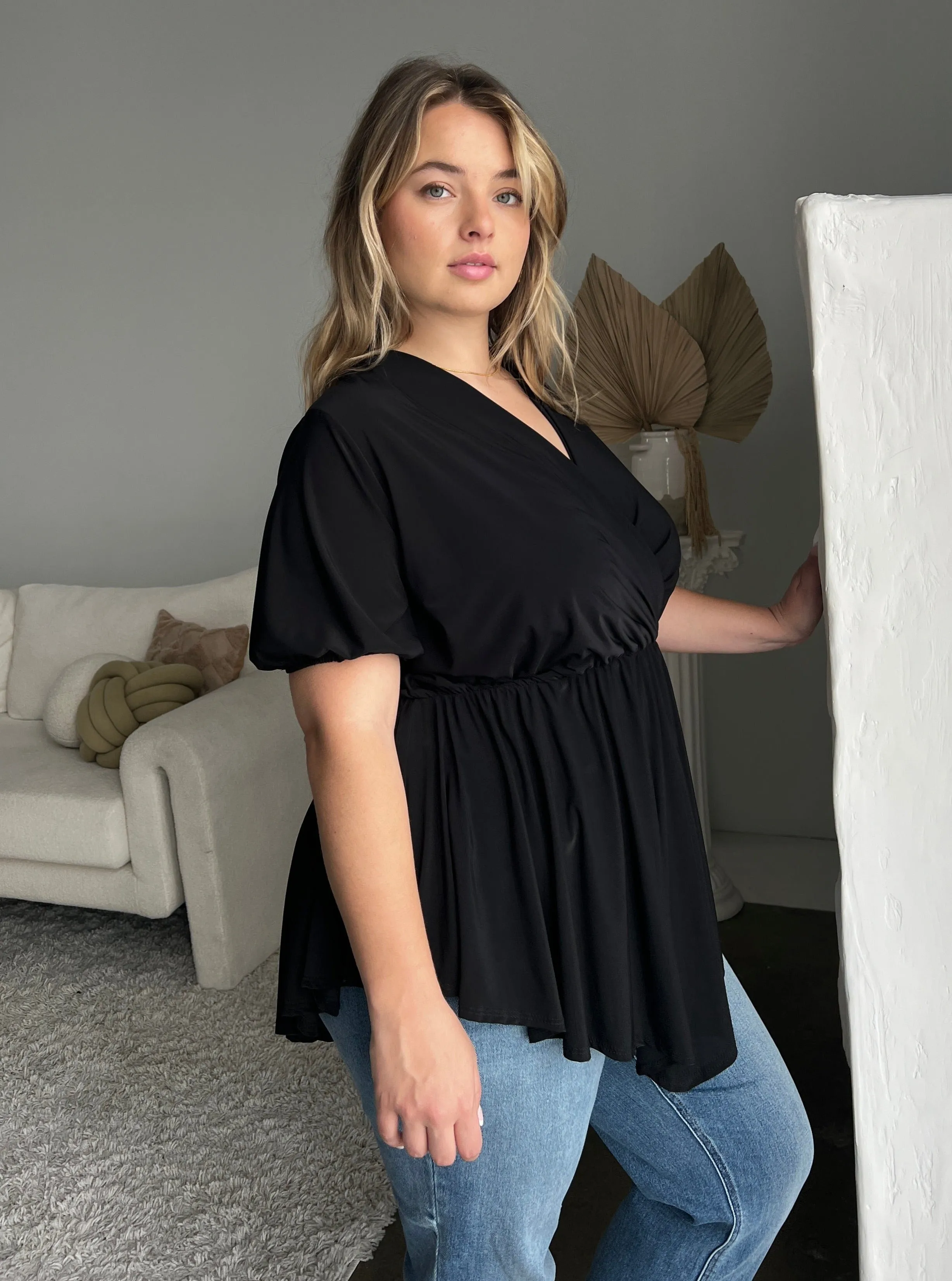 Plus Size Drapey Surplice Blouse