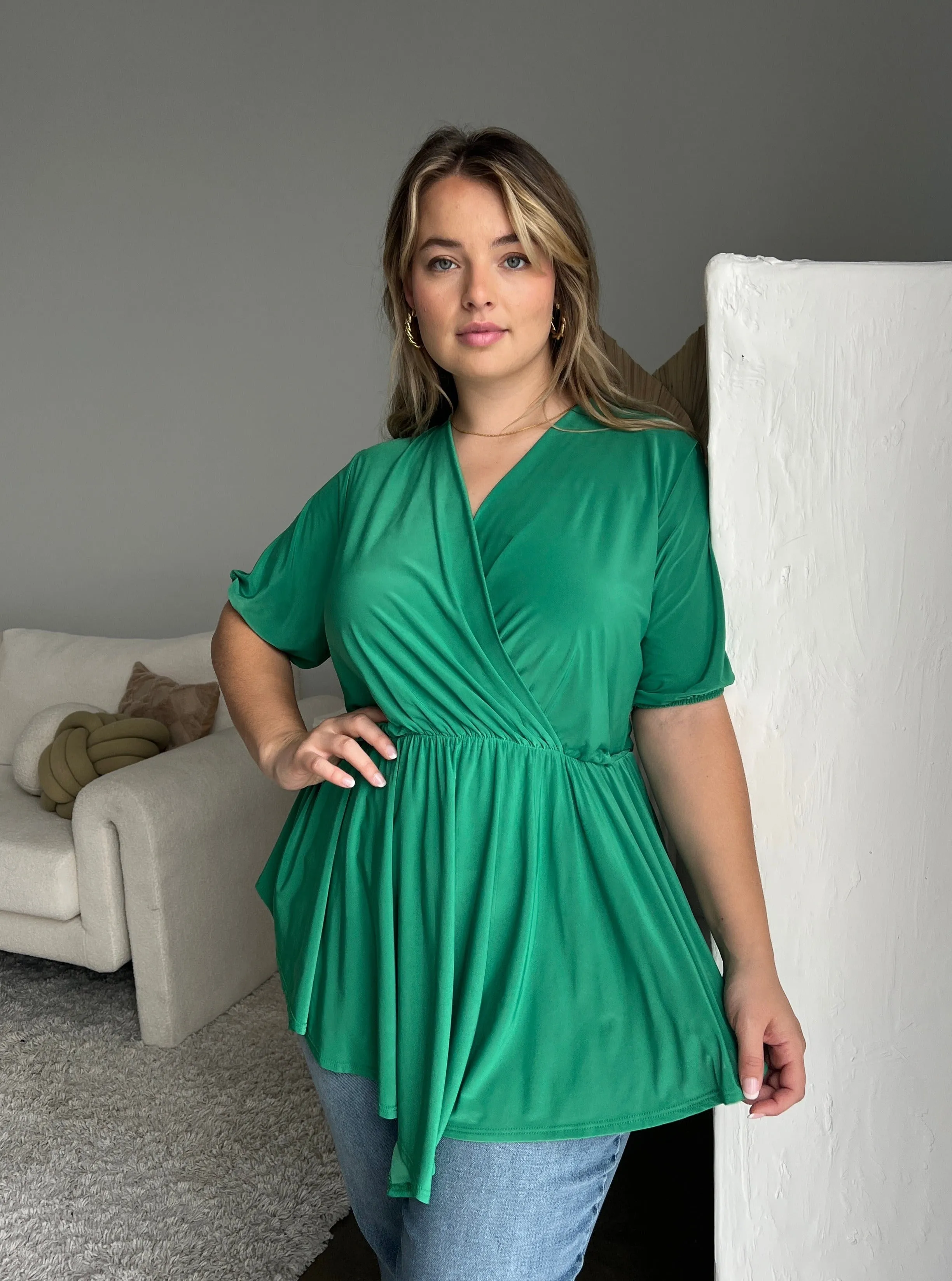 Plus Size Drapey Surplice Blouse