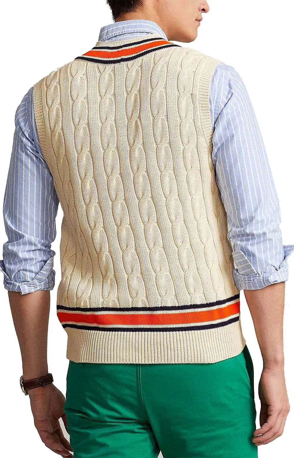 Polo Ralph Lauren Cable Knit Cricket Vest - Cream Multi