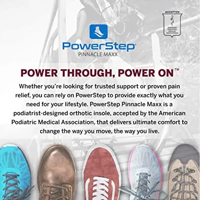 Powerstep Pinnacle Maxx | Full Length Insoles Ideal for plantar fasciiitis | Extra Stability | For Women and Men