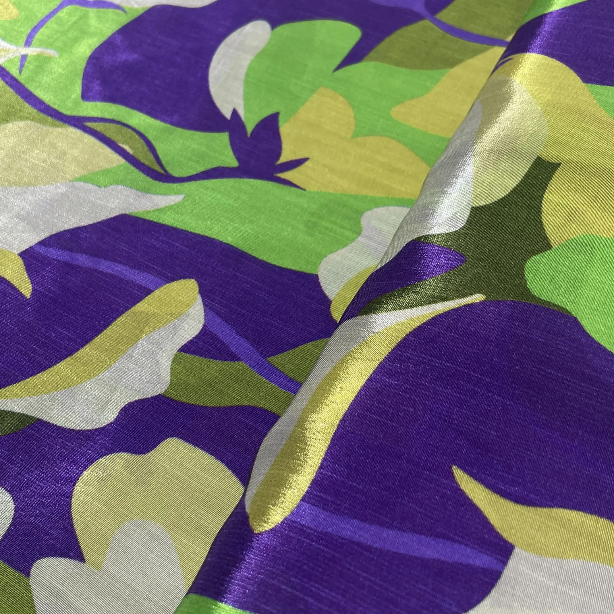 Purple Floral Print Crepe Fabric 18165