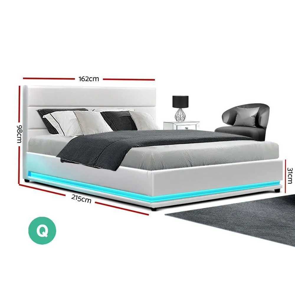 Queen Package | Henley LED Storage Bed White & Bonita Euro Top Mattress (Medium Firm)