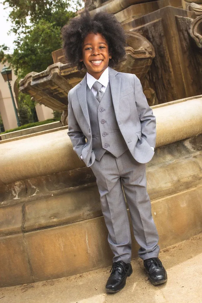 "007" Kids Heather Grey Suit (5-Piece Set)