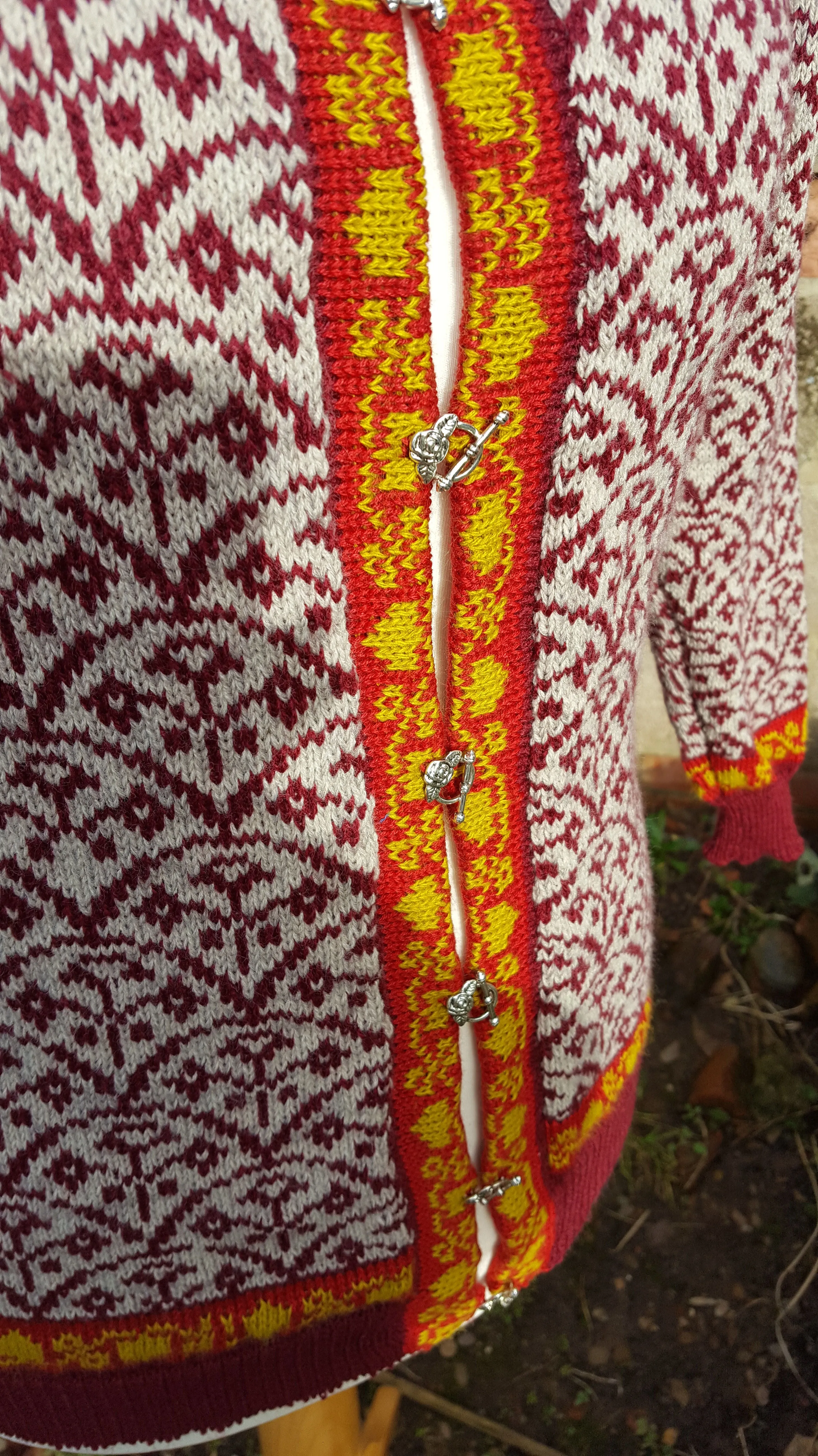 "Freya" ladies all over traditional styled fair isle round neck cardigan.