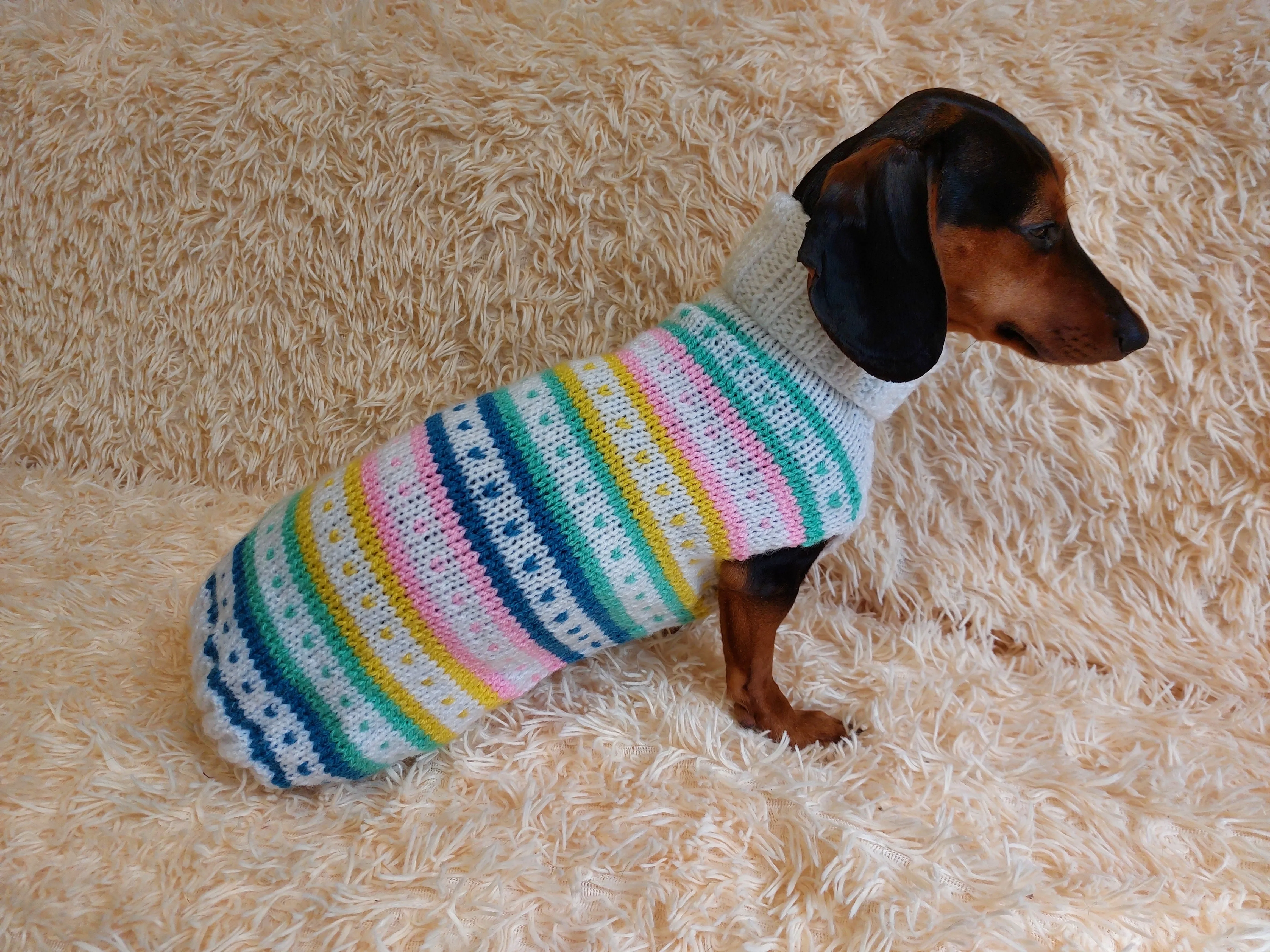 Rainbow Striped Pet Clothes,Knitted Vest Sweater Coat for Dogs,Clothes Candy for Photo Props or Dog Gift