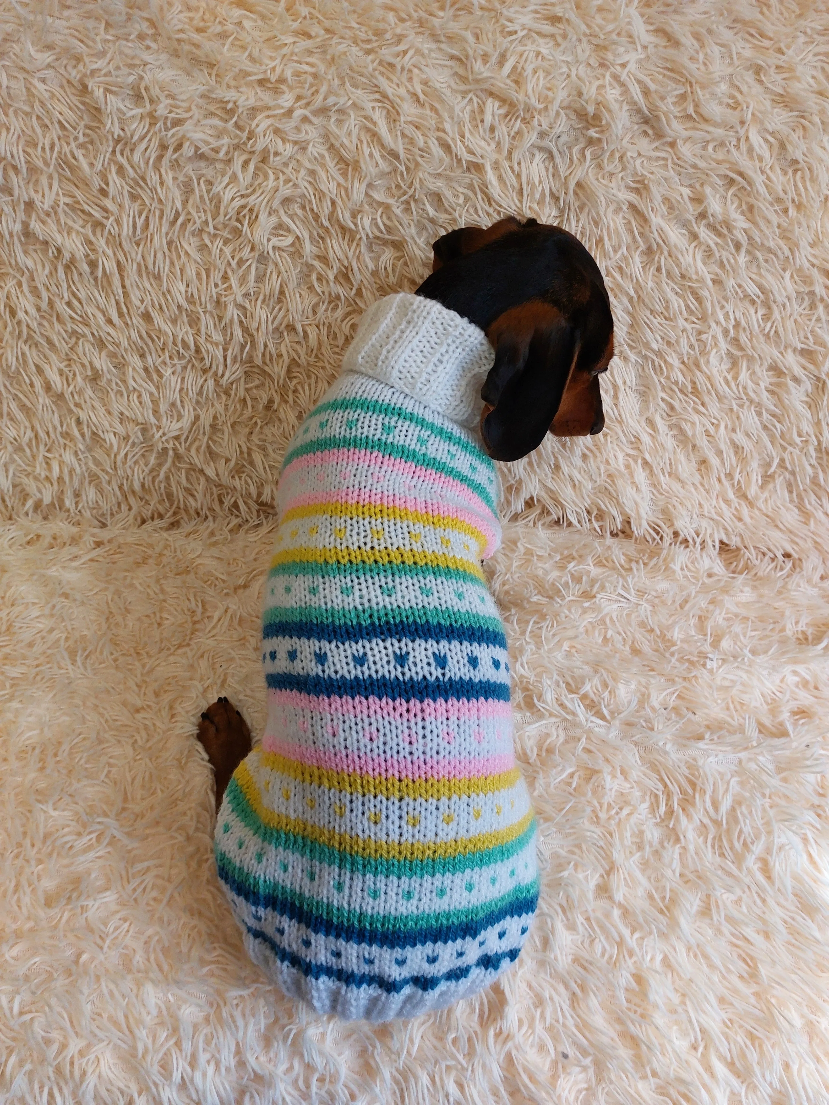 Rainbow Striped Pet Clothes,Knitted Vest Sweater Coat for Dogs,Clothes Candy for Photo Props or Dog Gift