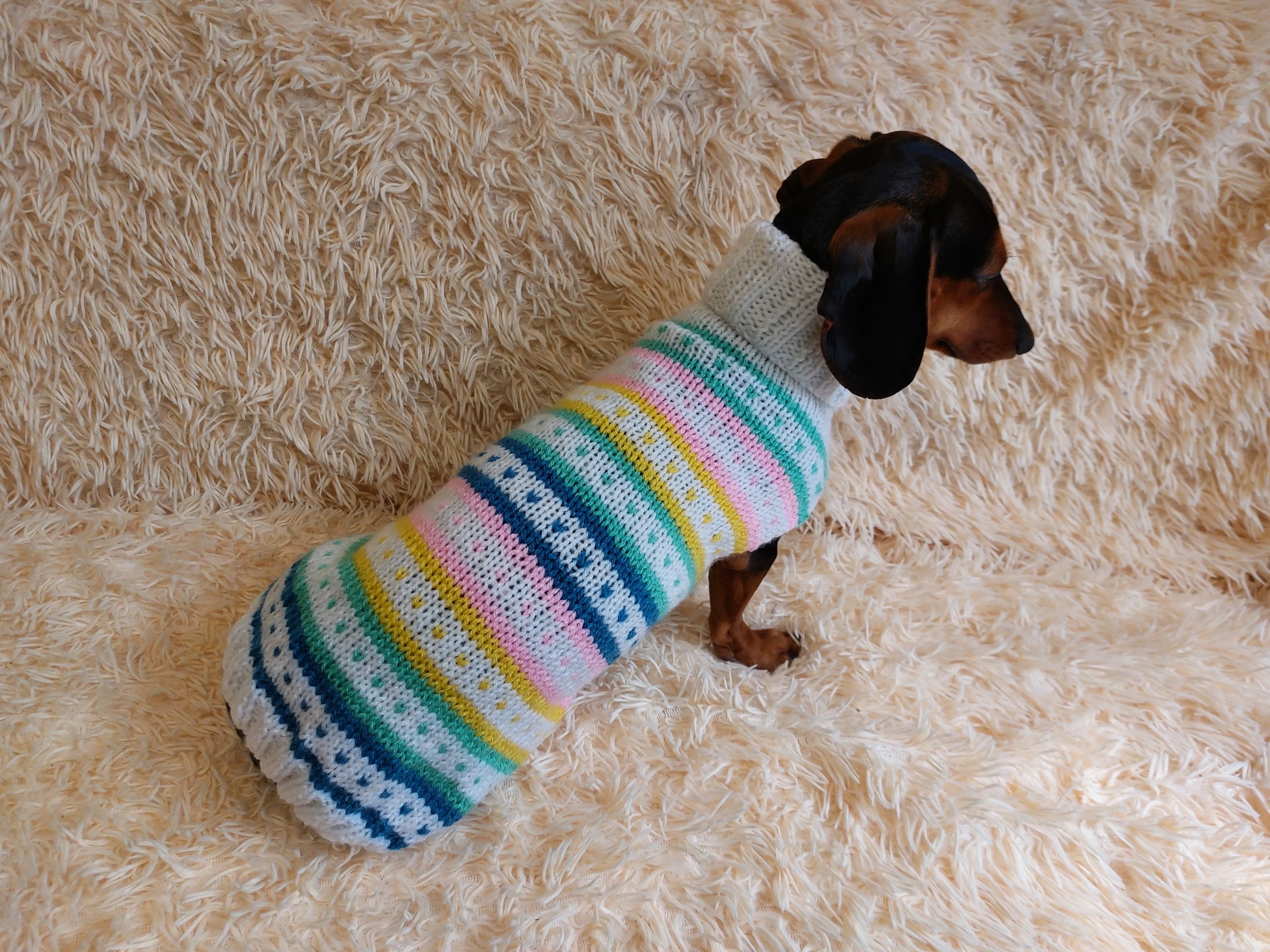 Rainbow Striped Pet Clothes,Knitted Vest Sweater Coat for Dogs,Clothes Candy for Photo Props or Dog Gift