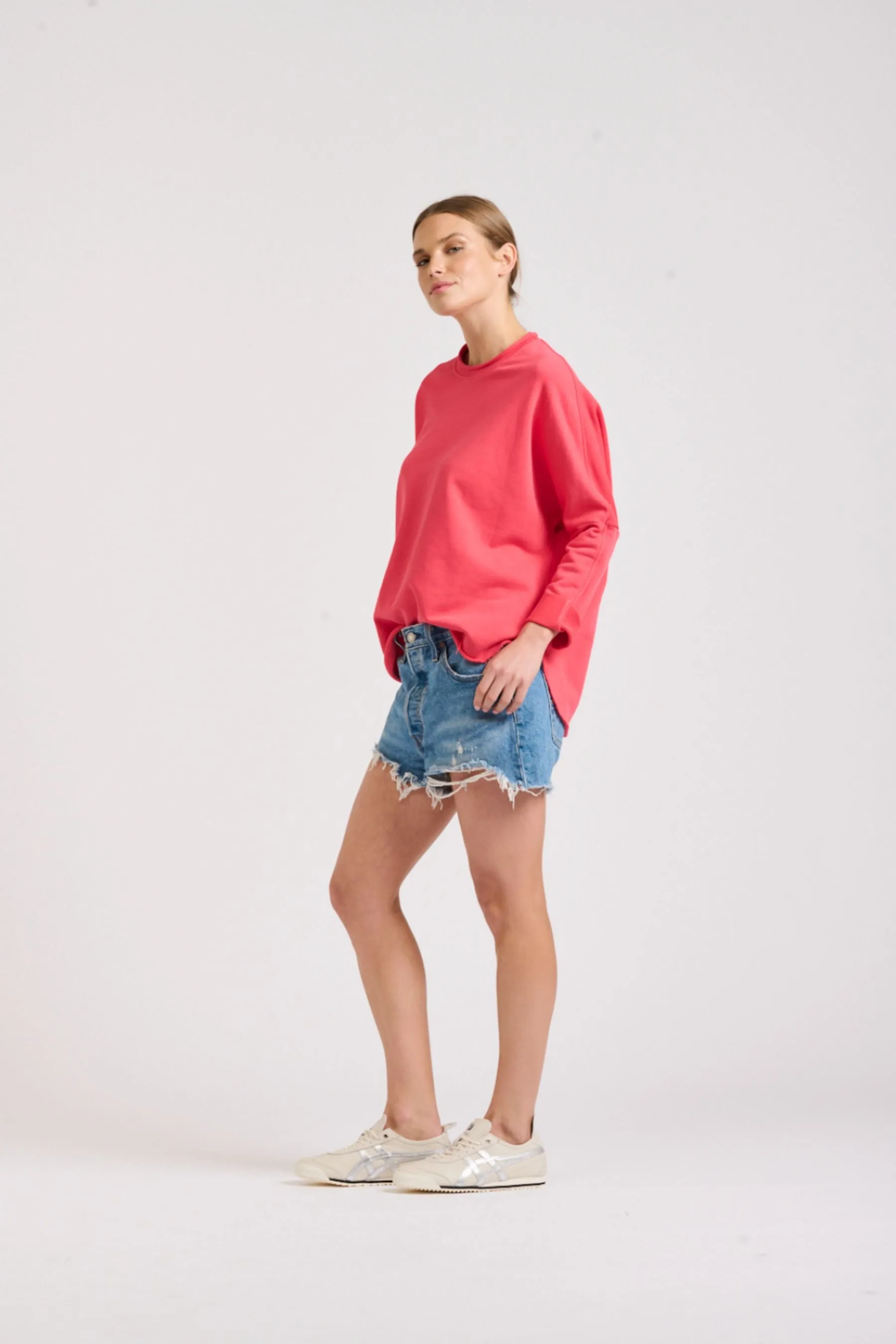 Raw Long Sleeve Sweatshirt | Cherry Red