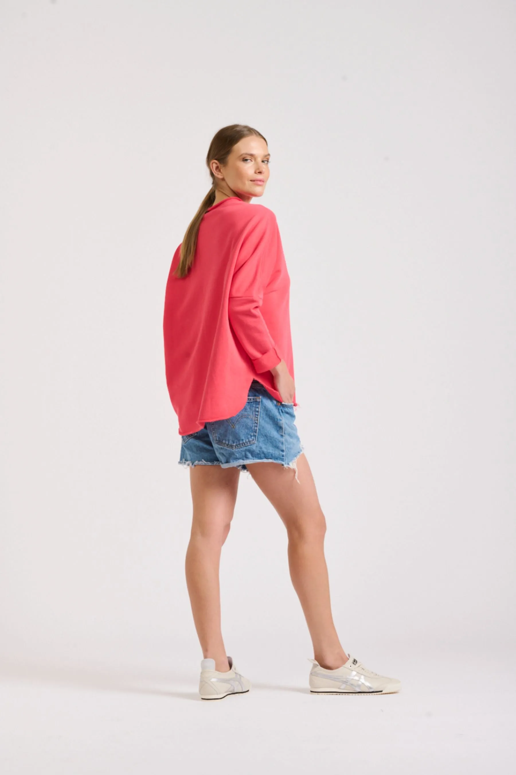 Raw Long Sleeve Sweatshirt | Cherry Red