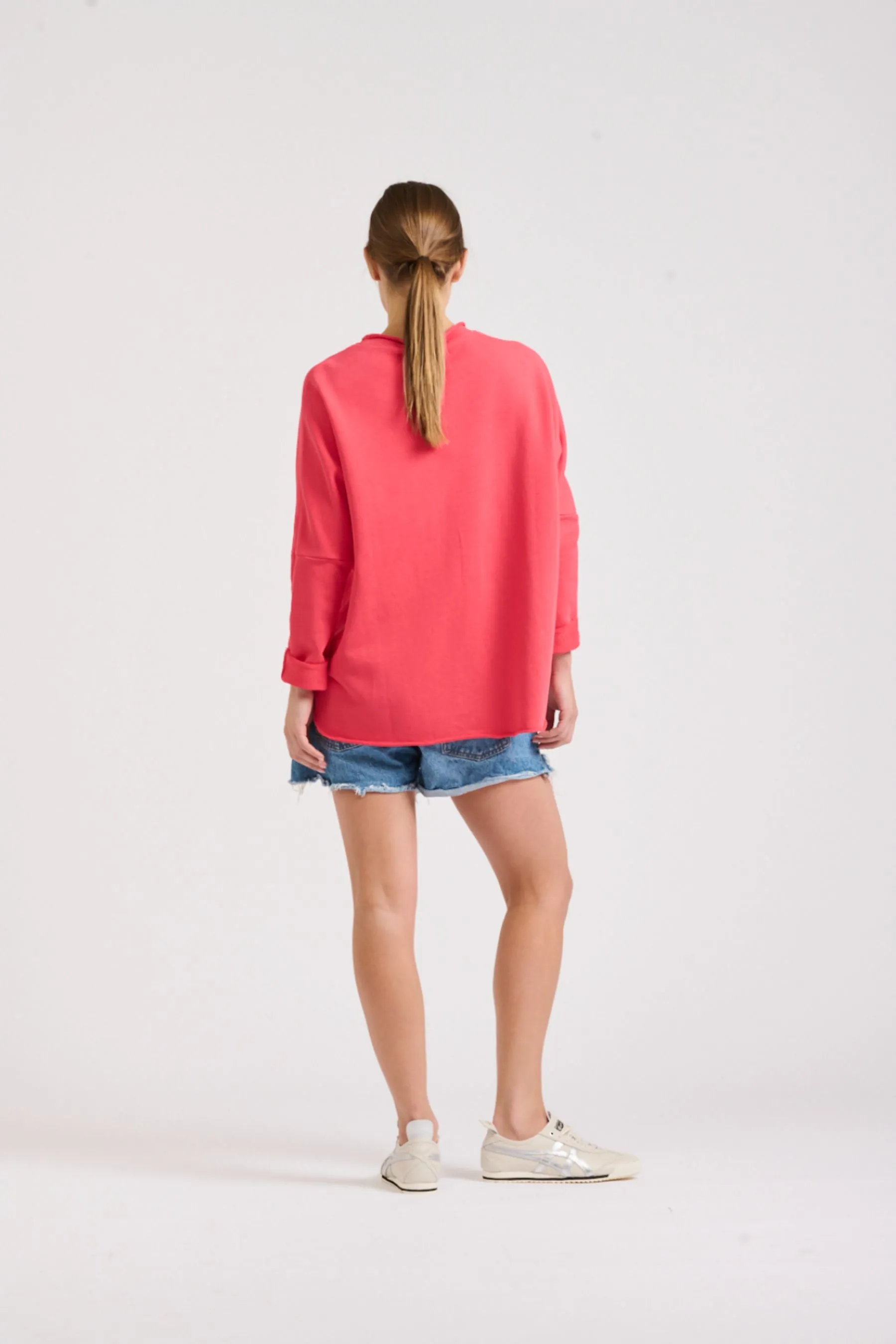 Raw Long Sleeve Sweatshirt | Cherry Red