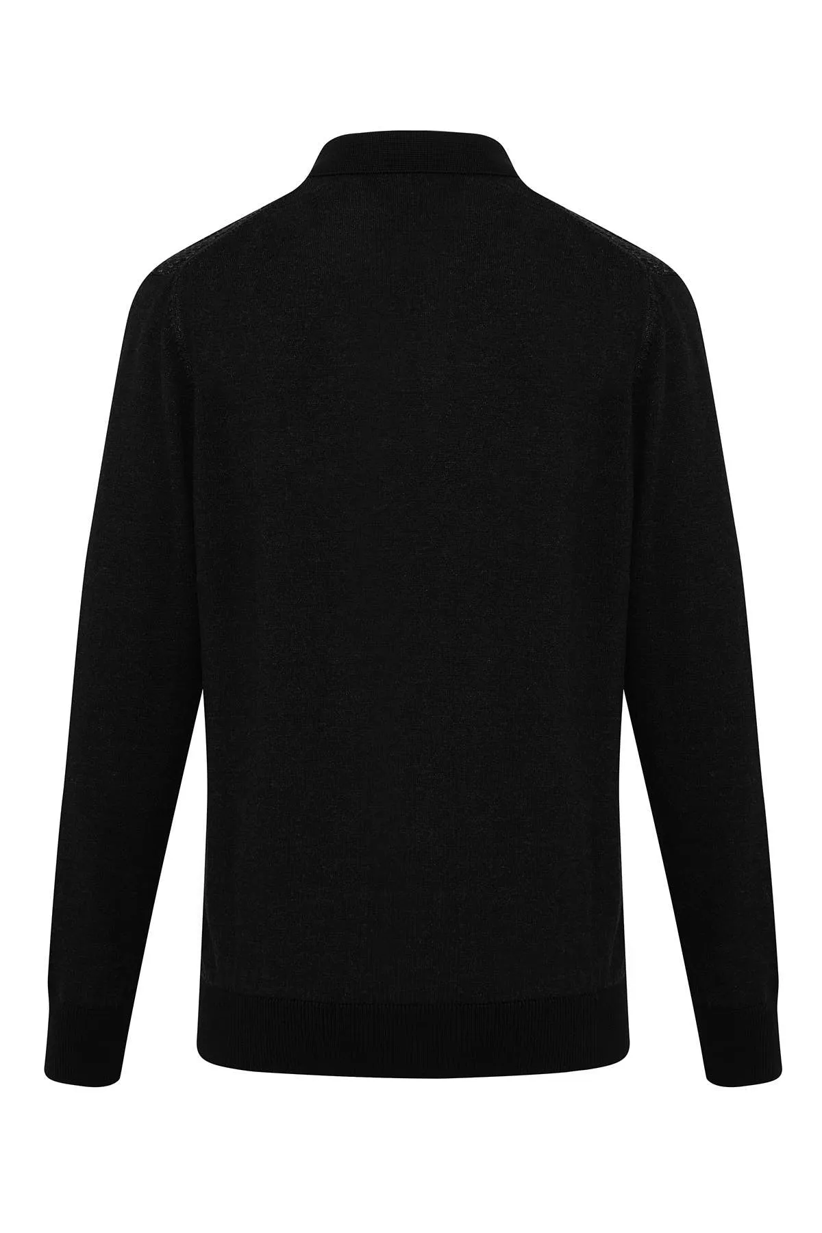 Regular Fit Cotton Blend Black - Gray Polo Sweater