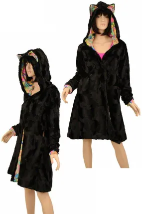 Reversible Minky A Line Coat with Kitty Ears