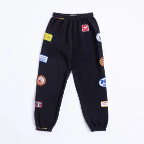 RILEY VINTAGE Black Side Patched Up Sweatpants PREORDER SHIPS WITHIN 2 WEEKS