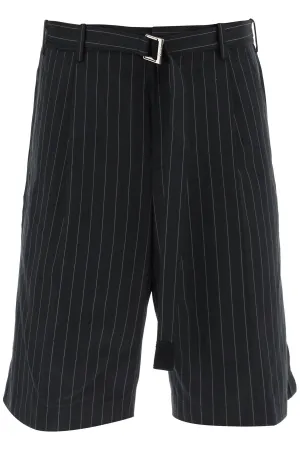 Sacai belted pinstripe shorts