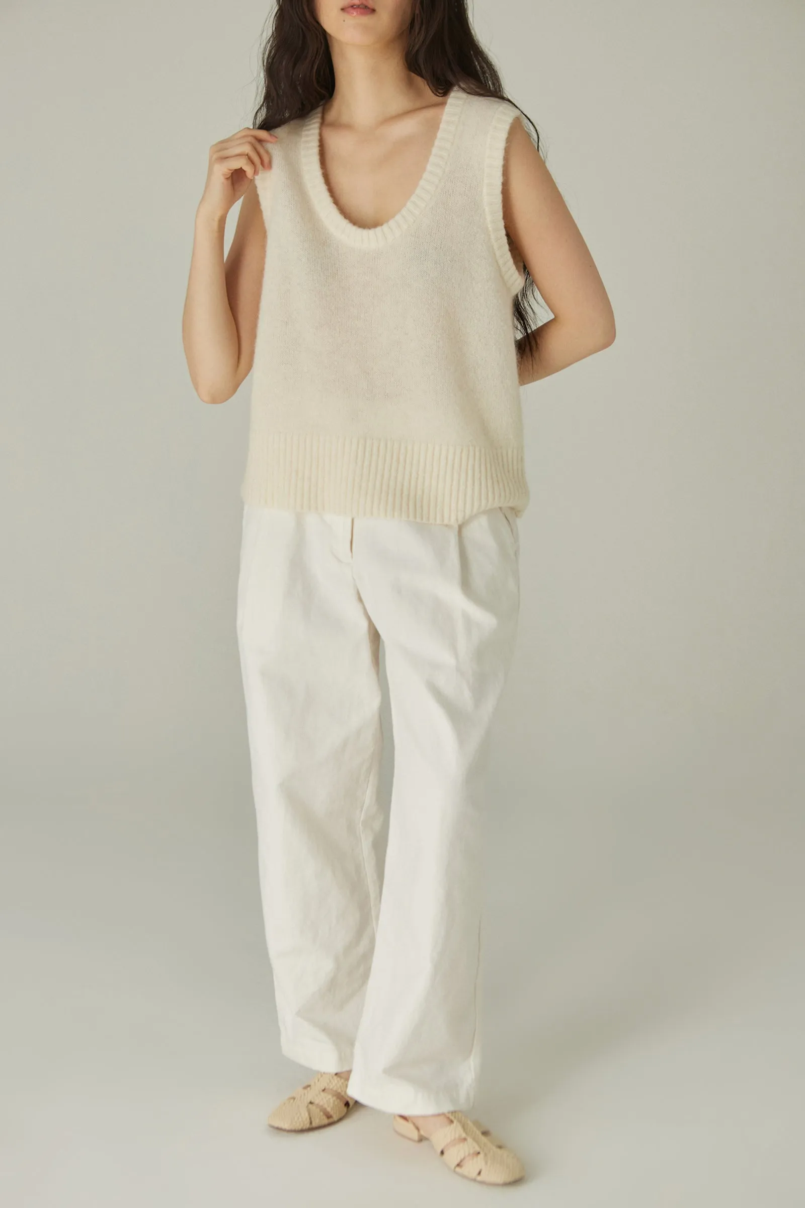 Scoop Neck Vest -- Fuzzy Knit