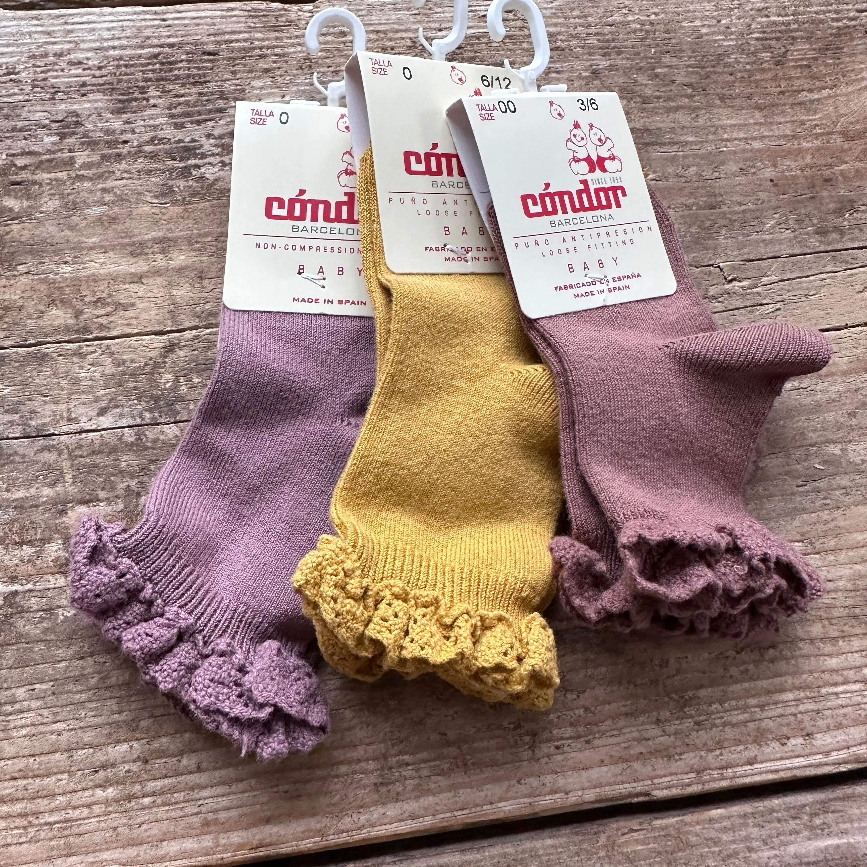 Short Socks with Lace Edging Cuff | Mustard