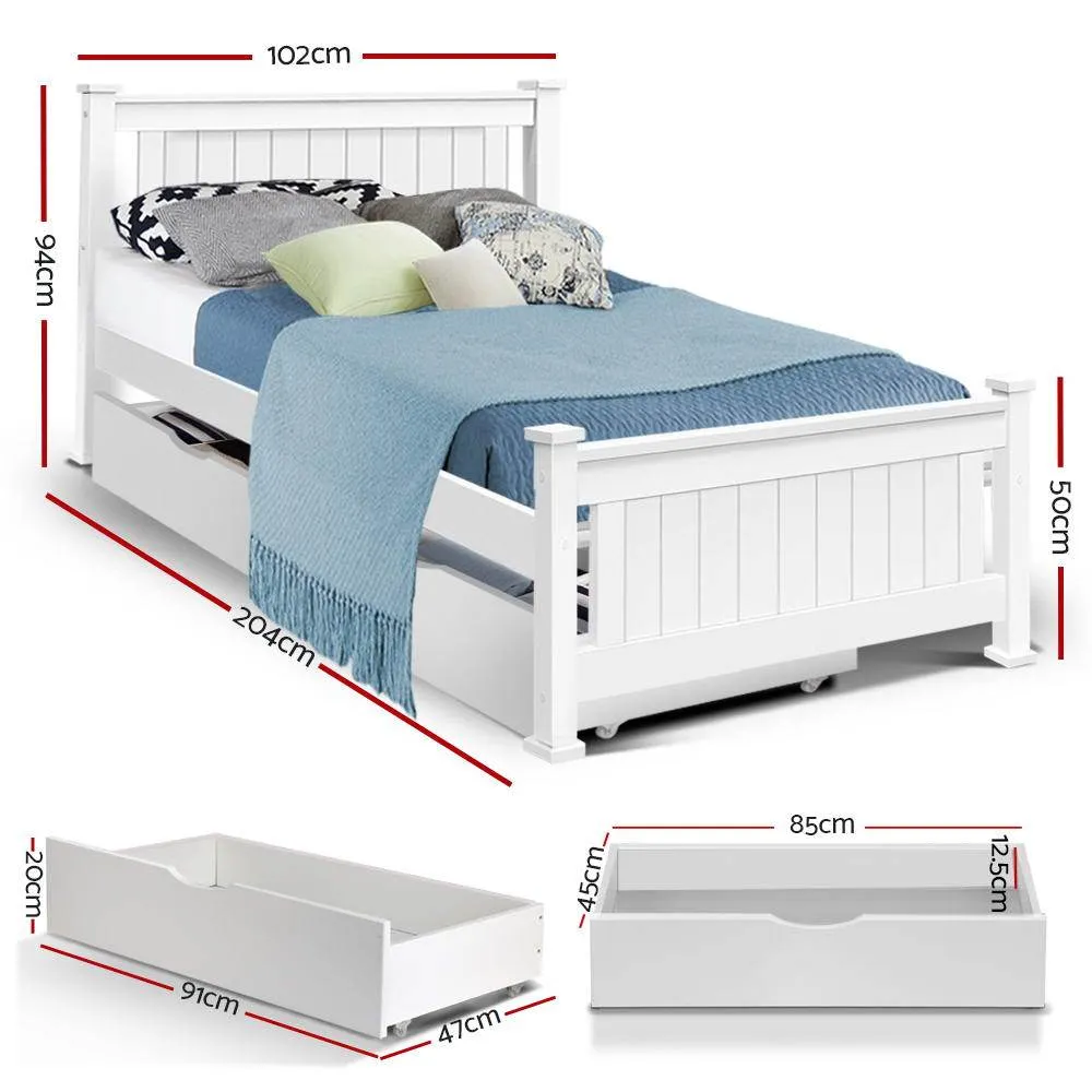 Single Package | Kids Cottesloe Storage Bed with Two Drawers & Bonita Pillow Top Mattress (Medium Firm)