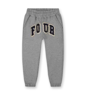 Straight Leg Cuffed Basketball Sweatpants Grey Melange