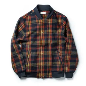 The Bomber Jacket in Navy Plaid Wool