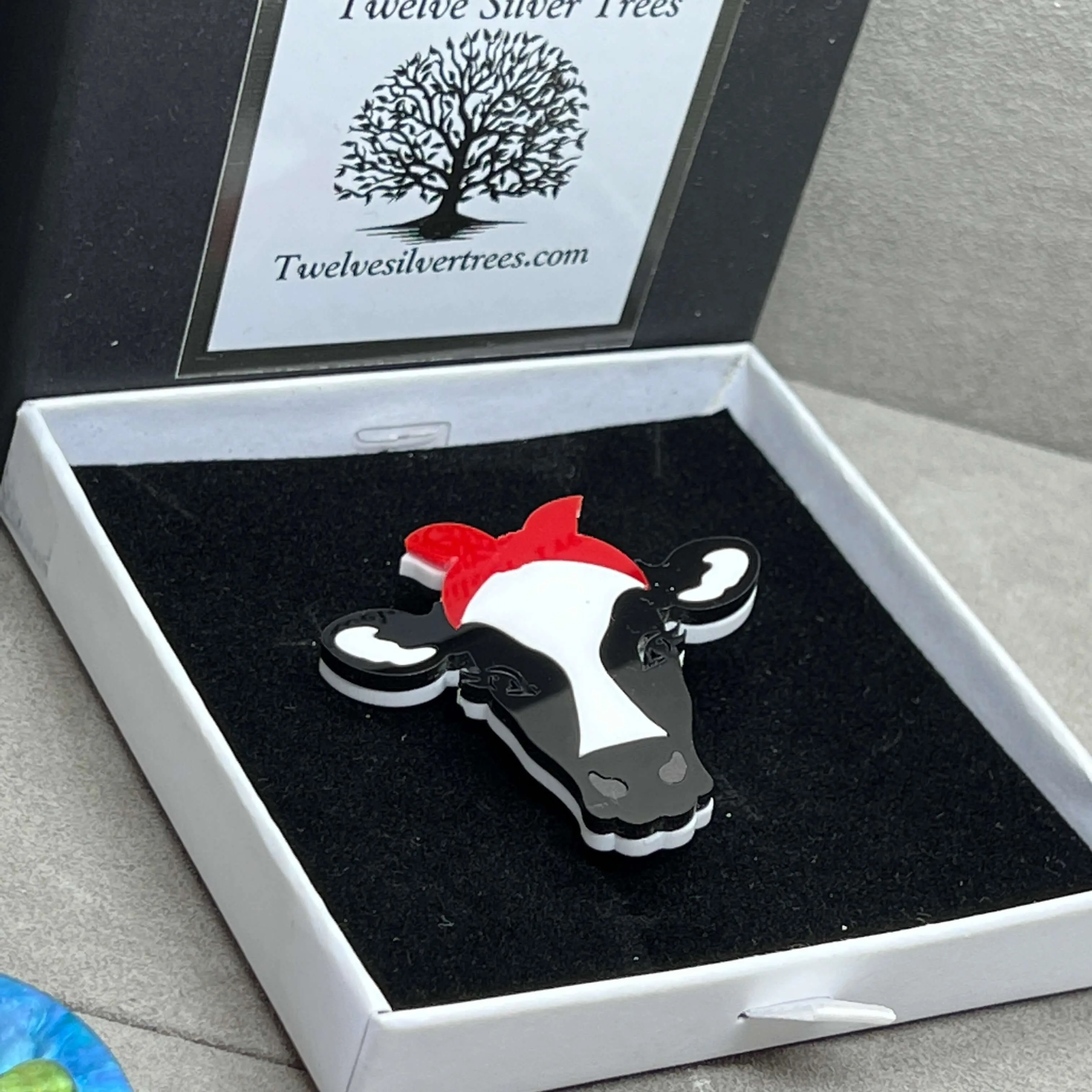 The Rockabilly Frisian Cow - Acrylic Art Brooch