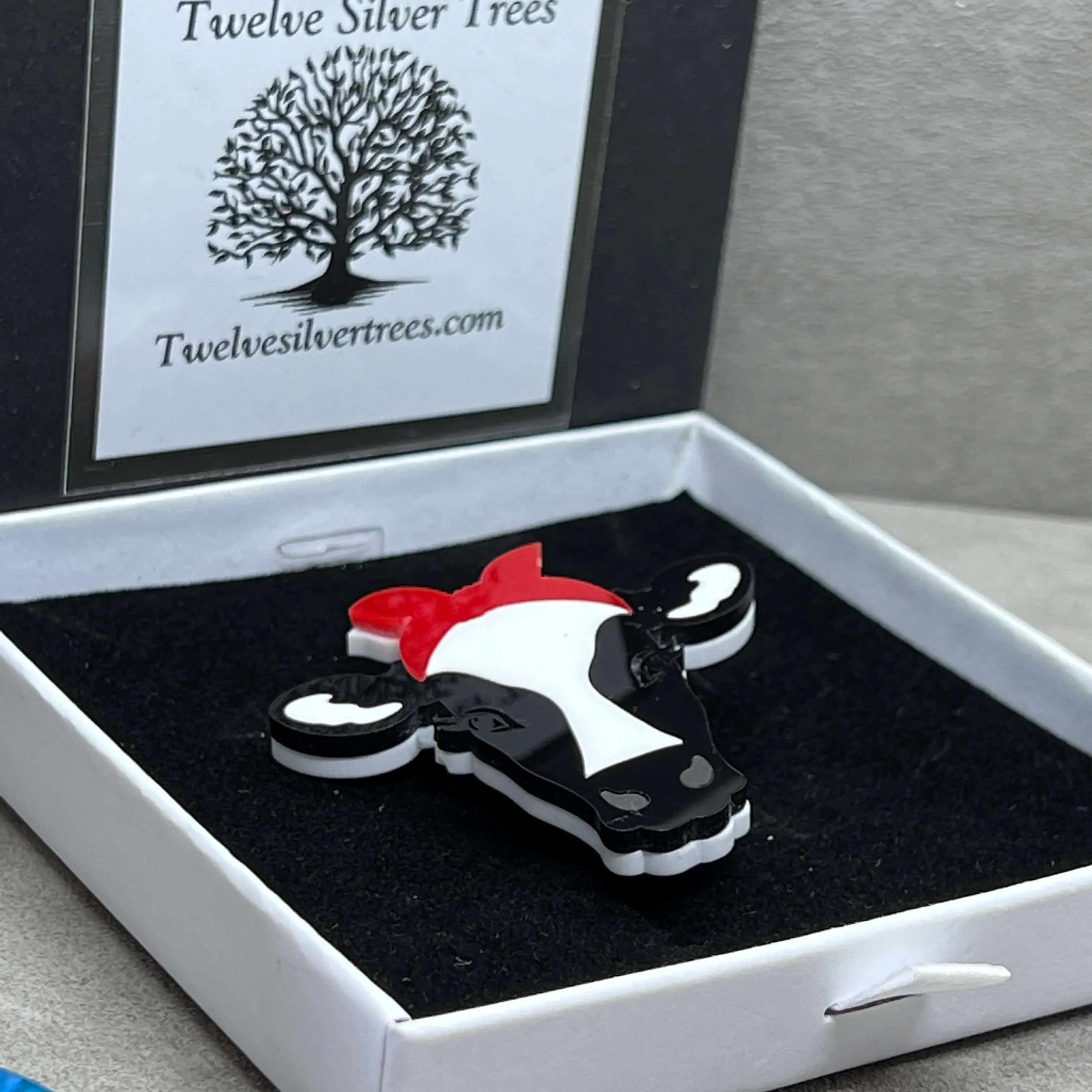 The Rockabilly Frisian Cow - Acrylic Art Brooch