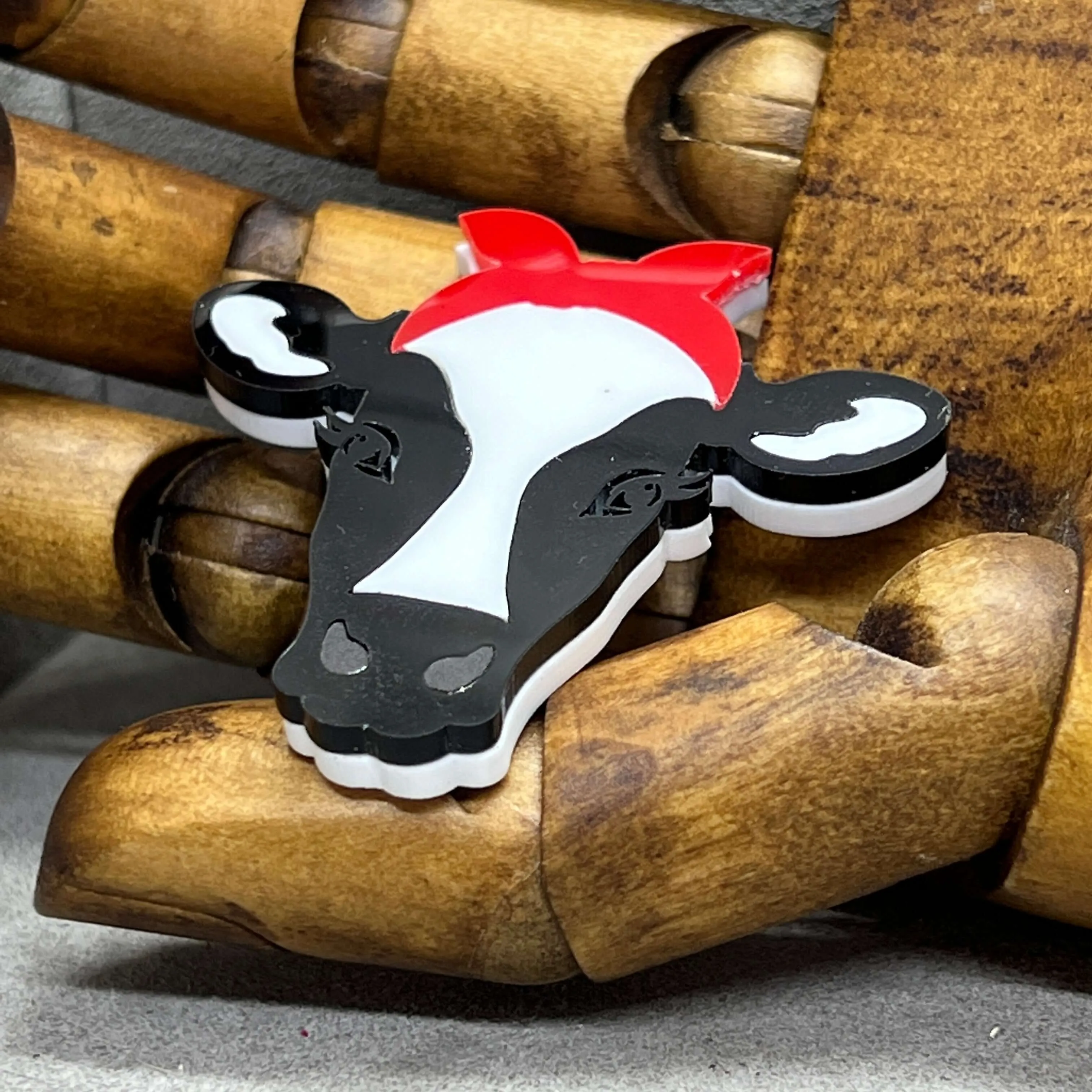 The Rockabilly Frisian Cow - Acrylic Art Brooch