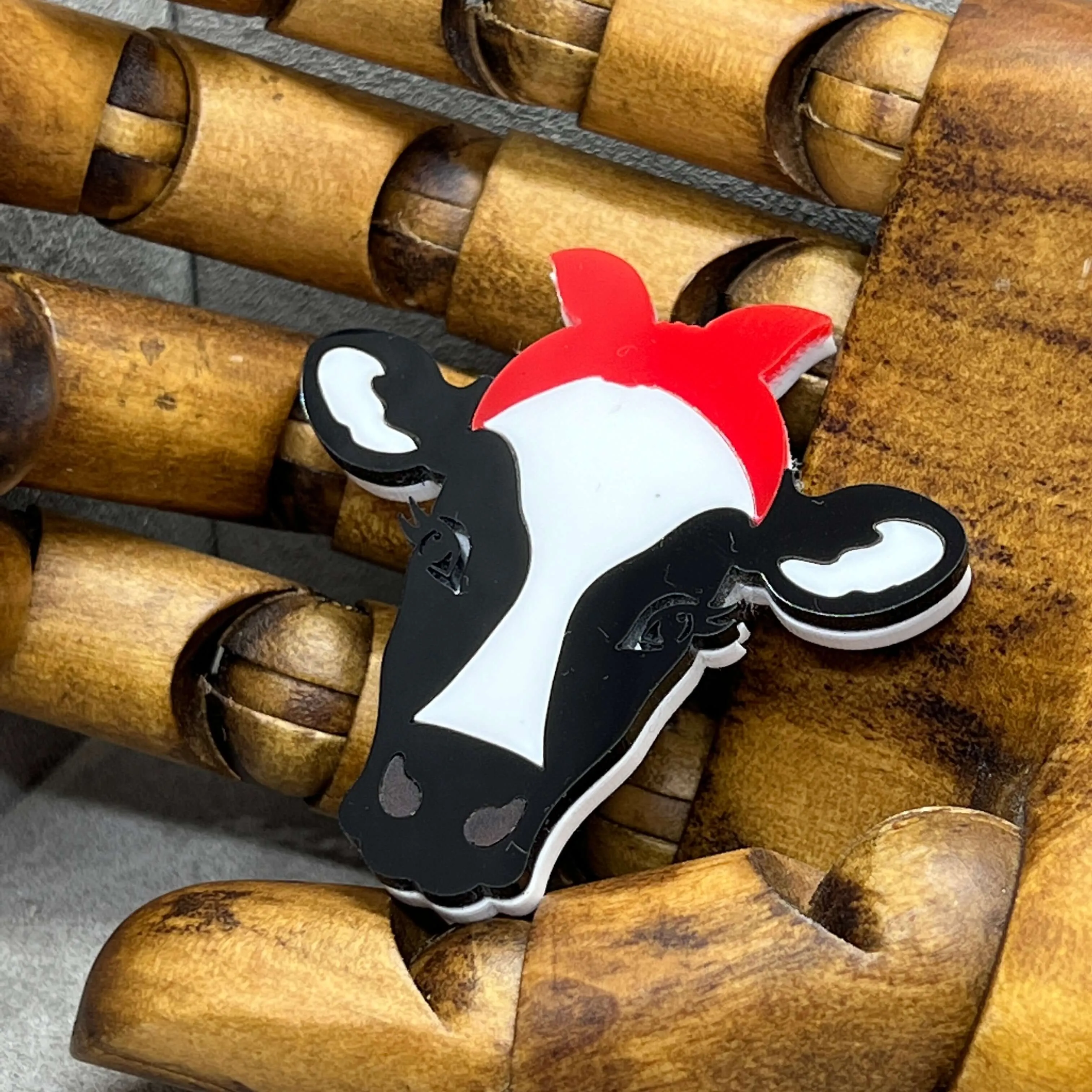 The Rockabilly Frisian Cow - Acrylic Art Brooch