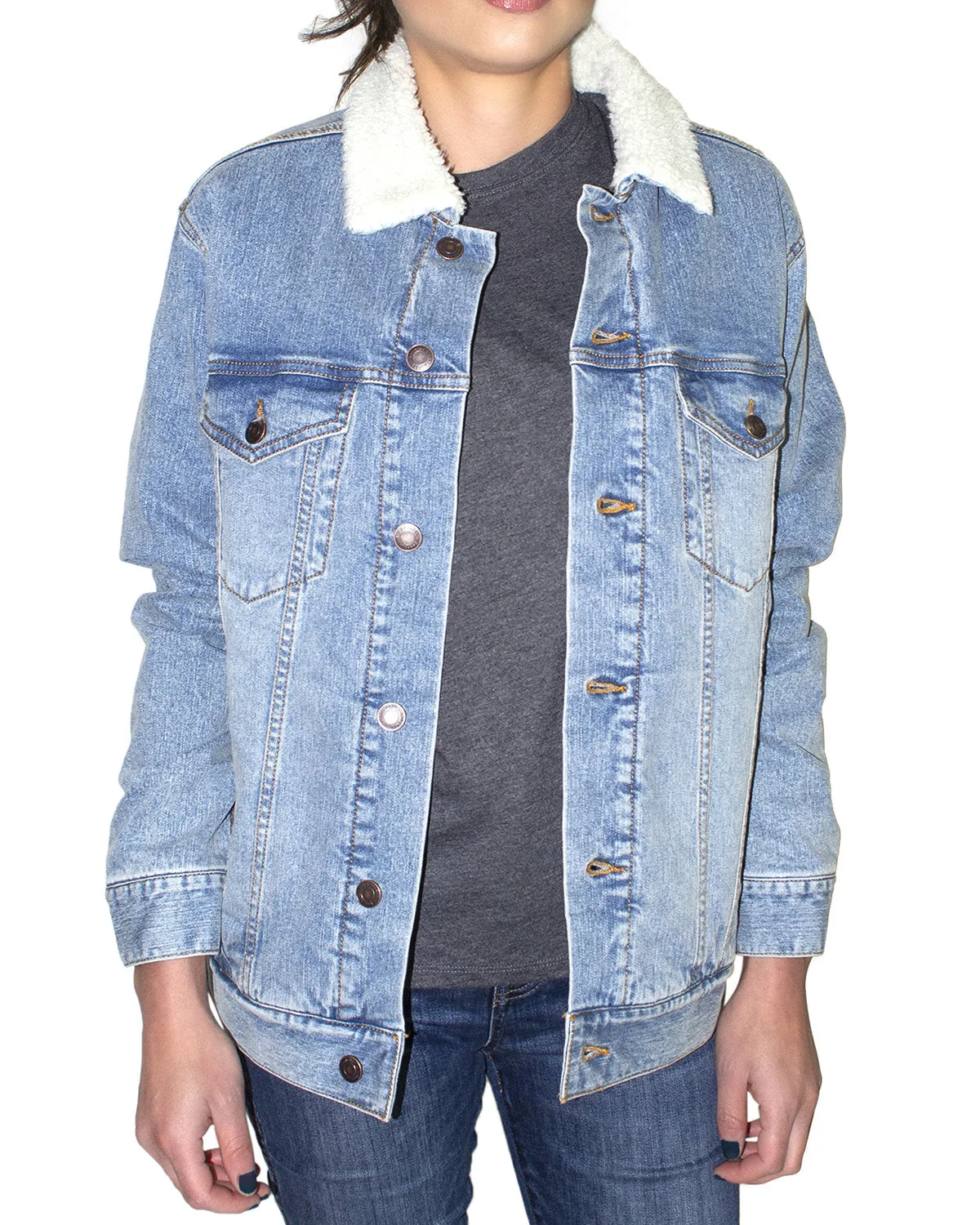 Threadfast Apparel 372J Unisex Sherpa-Lined Denim Jacket