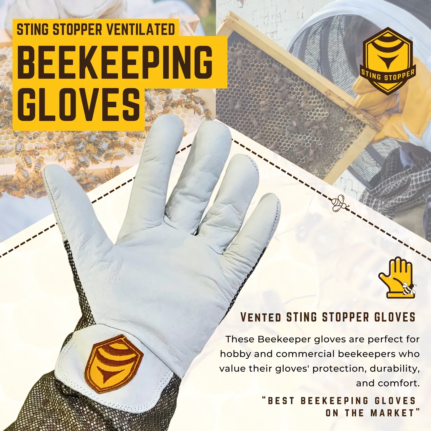 Ventilated Goat Skin Beekeeping Gloves