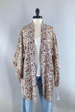 Vintage Classical Floral Silk Kimono Cardigan